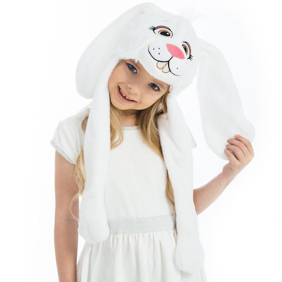 5 OReet Bunny Plush Headpiece Kids White Rabbit Dress-Up Accessory Hat Image 1