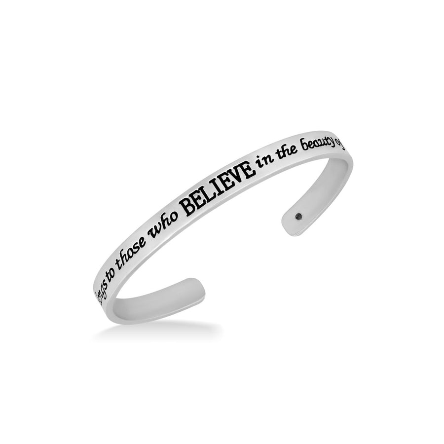 Engraved Silver Cuff Bracelet Eleanor Roosevelt Quote One Size Fits Most Image 1