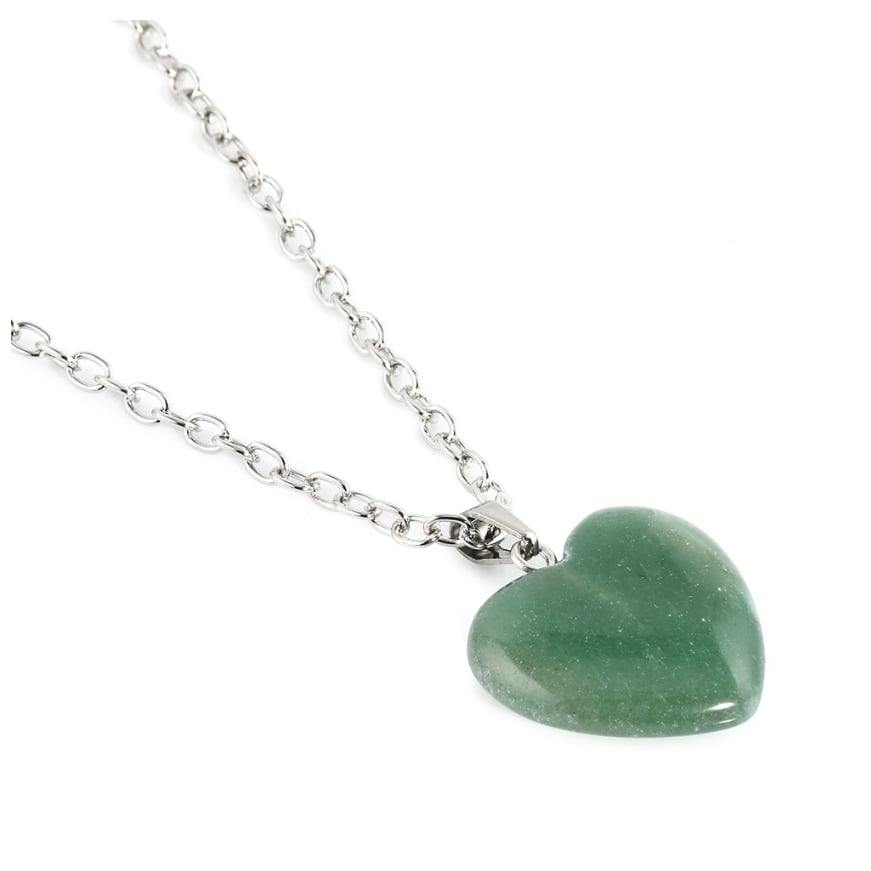 Genuine Jade Heart Chain Necklace  Silver Filled High Polish Finsh Image 1