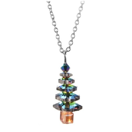 Elements White Green Christmas Tree Necklace Image 1