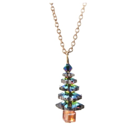Elements White Green Christmas Tree Necklace Image 2