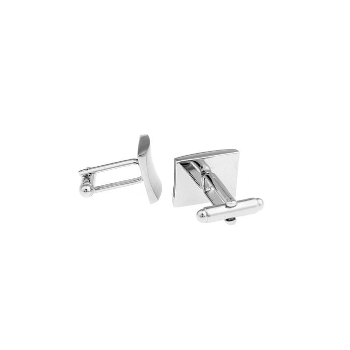 Silver Rectangle Cufflinks Concave Simple But Classic Business Cufflinks Cuff Links Image 3