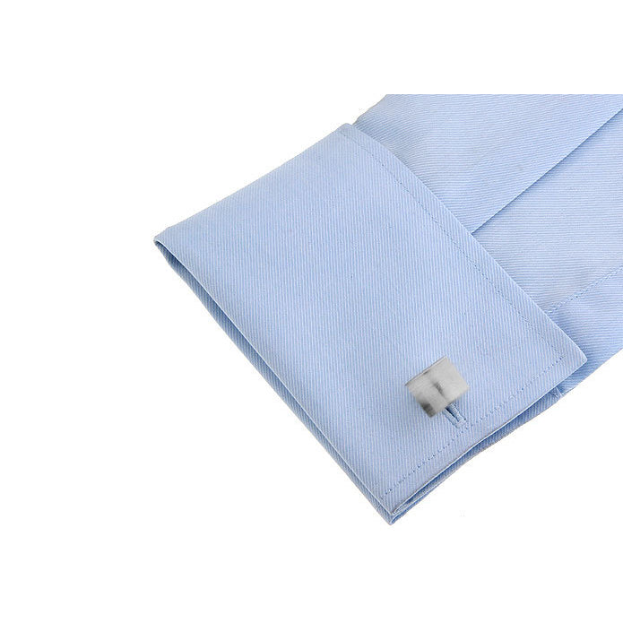 Silver Rectangle Cufflinks Concave Simple But Classic Business Cufflinks Cuff Links Image 4
