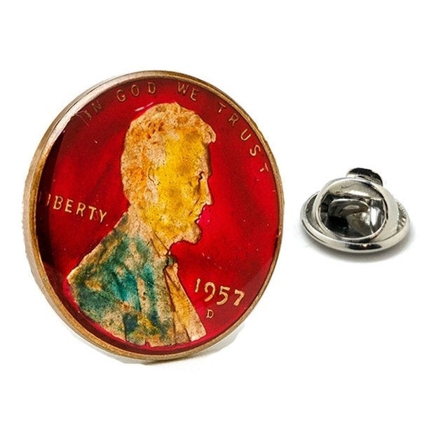 Enamel Pin Abraham Lincoln Penny US Enamel Coin Lapel Pin Tie Tack Collector Pin Red Gold Coin Travel Souvenir Art Hand Image 1