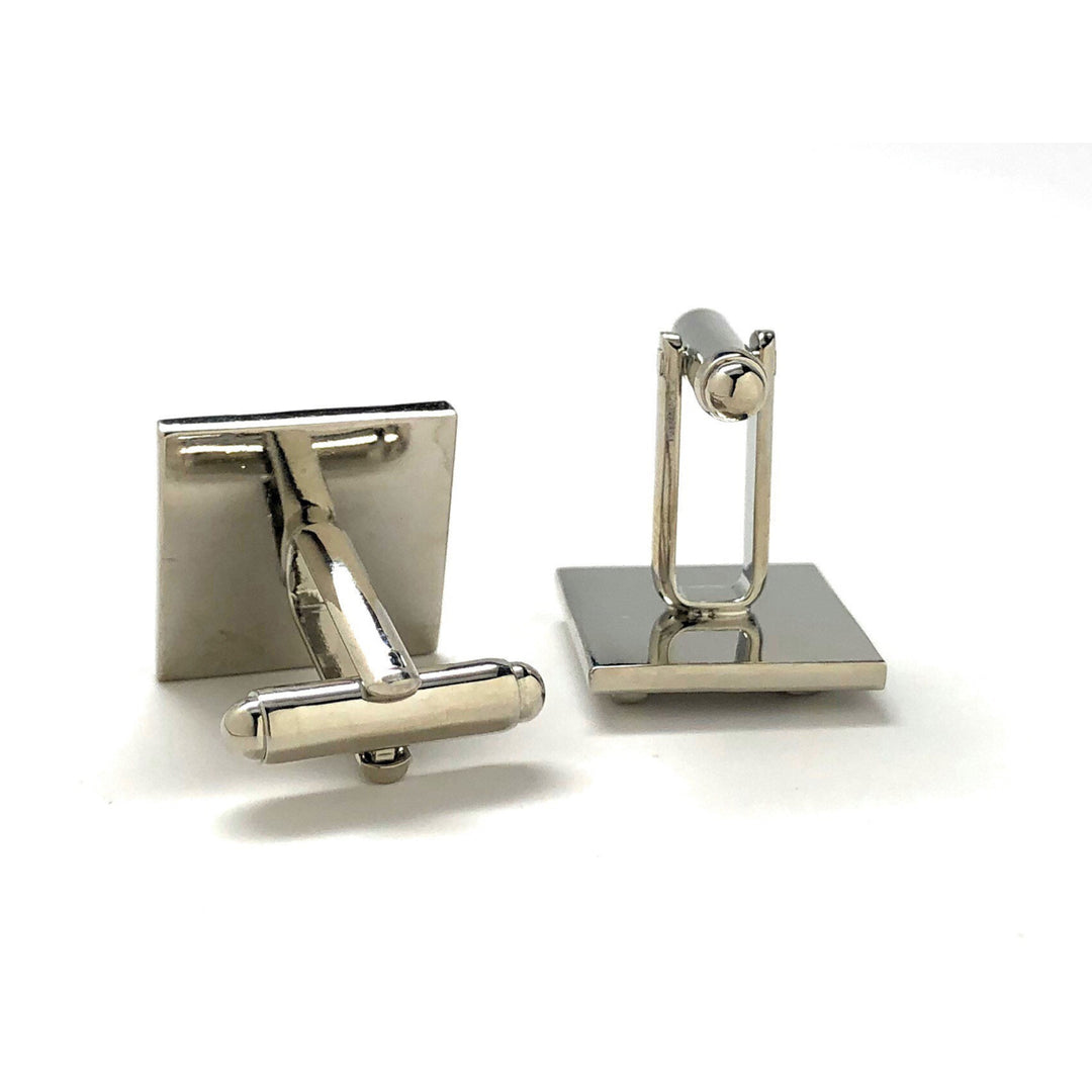 PI Symbol Cufflinks Silver Tone Hammered Block Math Wizard Sign Mad Scientist Cuff Links Teacher Gift Comes Gifts for Image 4