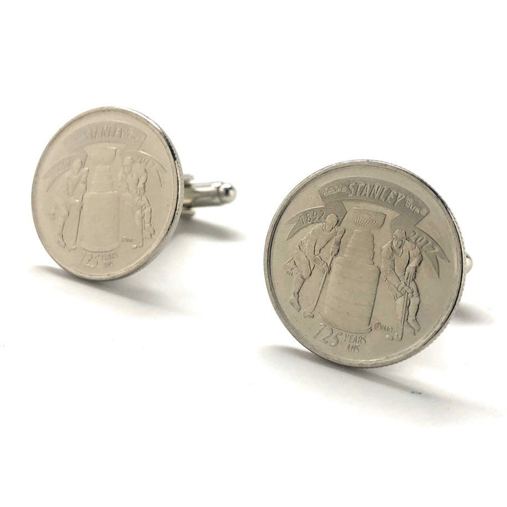 Hockey Cufflinks Uncirculated Stanley Cup Custom Quarter Cuff links Husband Gifts for Dad Gifts for Him Ice Hockey Fan Image 4