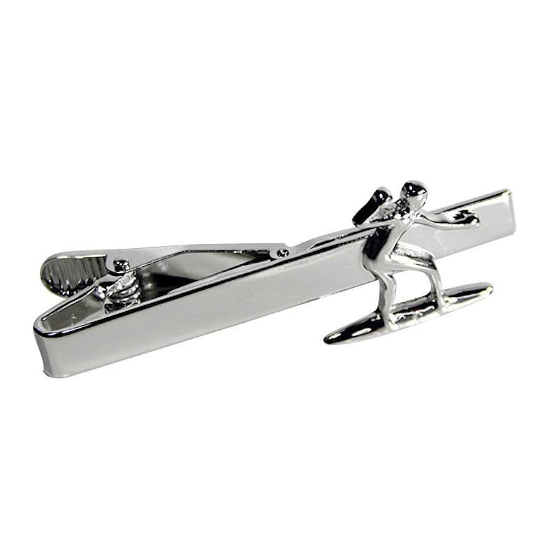 Surfing Surfer Tie Clip Tie Bar Silver Tone Very Cool Comes with Gift Box Image 1