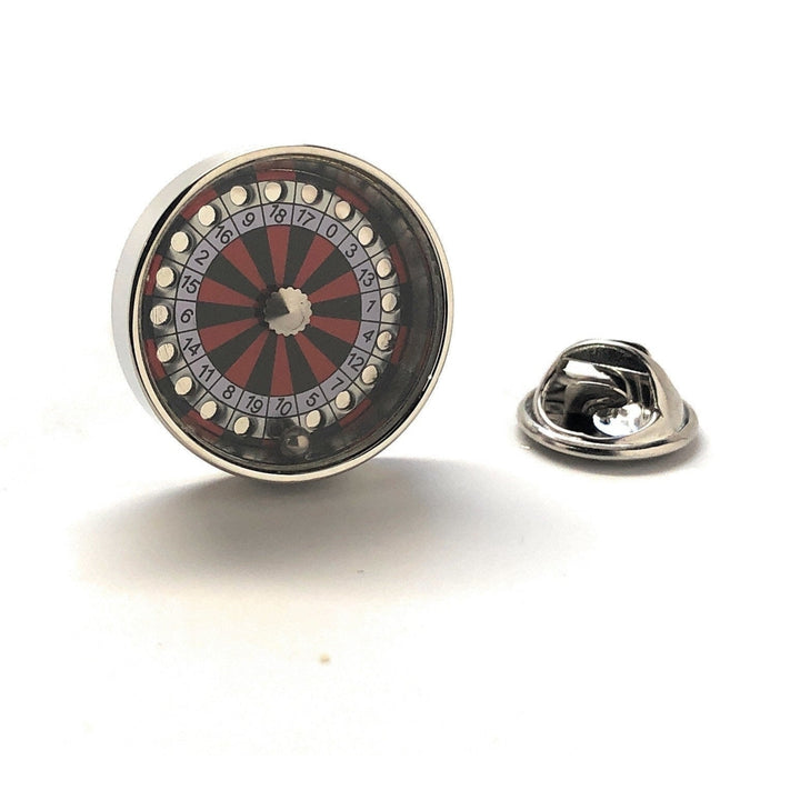 Las Vegas Enamel Pin Round Silver Working Roulette Wheel Casino Poker Chip Lucky 7 Lapel Pin Working Dice Tie tack Image 2