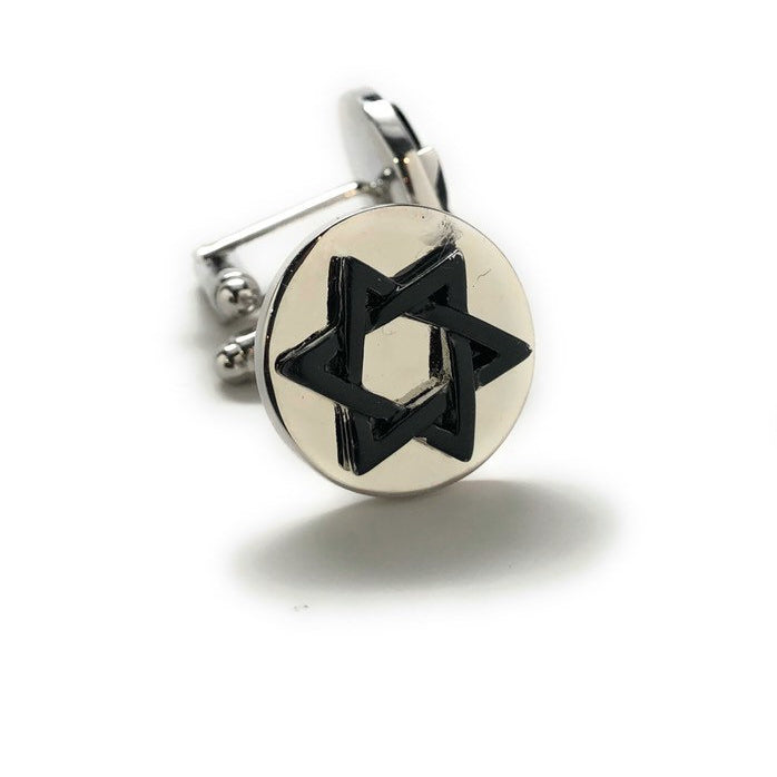 Star of David Cufflinks Black Enamel Jewish Religious Symbols Hanukkah Faith Bar Mitzvah Shield of David Magen David Image 4