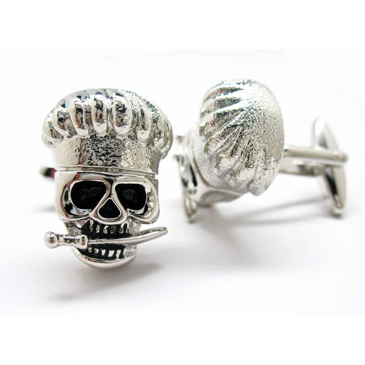 Skeleton Chef Cufflinks Mad Ghost Cook Kitchen Nightmares Cuff Links Comes with Gift Box White Elephant Gifts Image 1