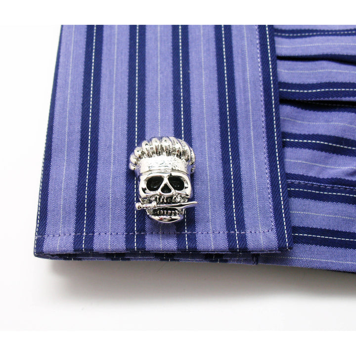 Skeleton Chef Cufflinks Mad Ghost Cook Kitchen Nightmares Cuff Links Comes with Gift Box White Elephant Gifts Image 2