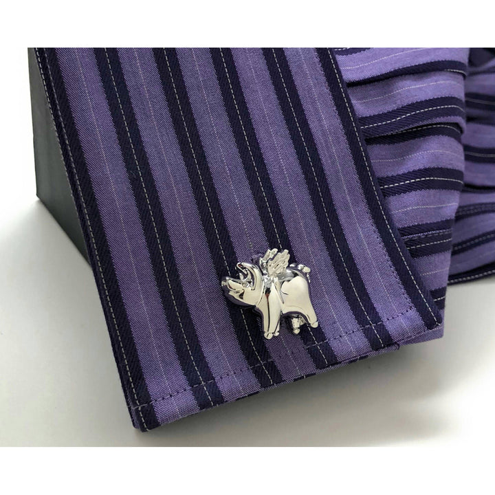 Flying Pigs Cufflinks Silver Tone When Pigs Fly Cuff Links White Elephant Gifts Image 4
