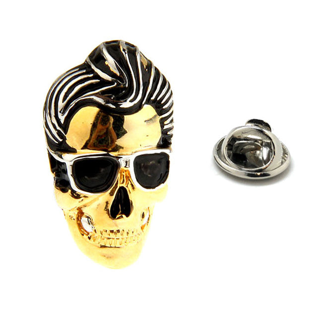 Enamel Pin Skull Head Lapel Pin Tie Tack Collector Pin Black Enamel Gold Tone Head 3D Design Very Cool for the Music Image 1