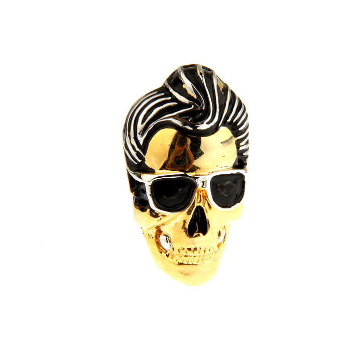 Enamel Pin Skull Head Lapel Pin Tie Tack Collector Pin Black Enamel Gold Tone Head 3D Design Very Cool for the Music Image 2