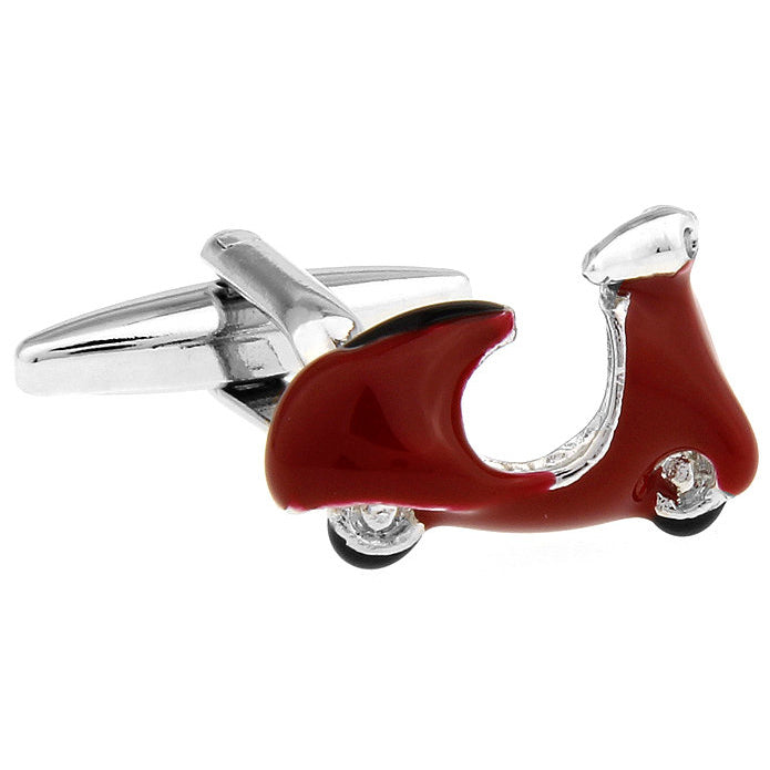 Red Scooter Cufflinks Moped Electric ride Cuff Links Transportation Image 1