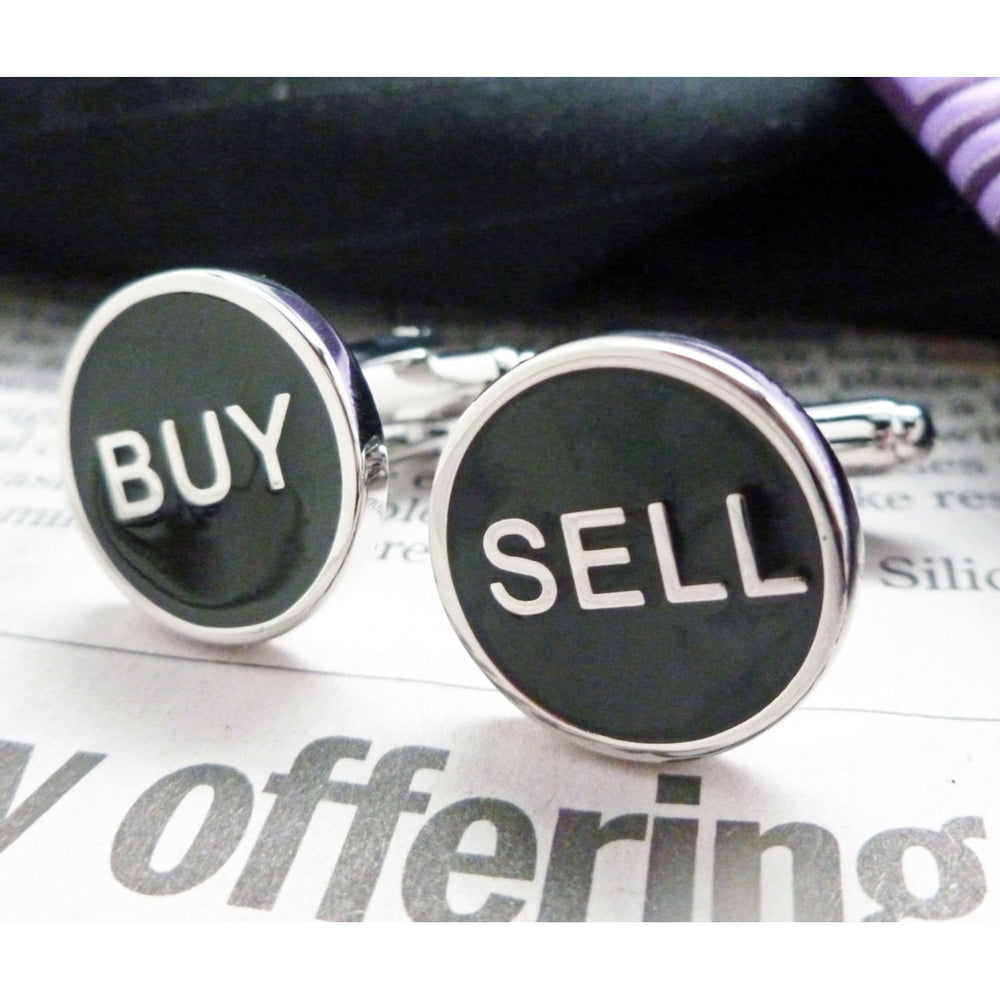 Buy Sell Cufflinks Real Estate Financial Stock Market Business Dealer Boss Cuff Links Image 2