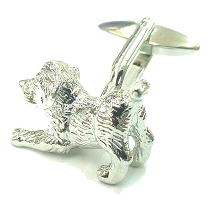 Silver Mens Cufflinks Silver Tone Sit Stay Labrador Retriever 3D Puppy Dog Lab Pet Cuff Links Comes with Box Image 1
