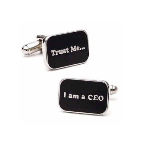 Trust me I am a CEO Cufflinks Black Enamel Business Cuff Links Image 1