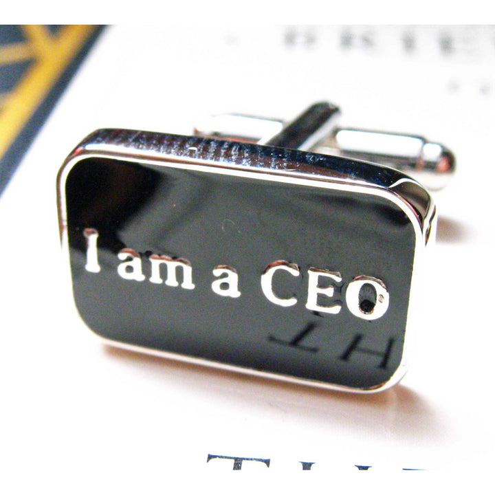 Trust me I am a CEO Cufflinks Black Enamel Business Cuff Links Image 3