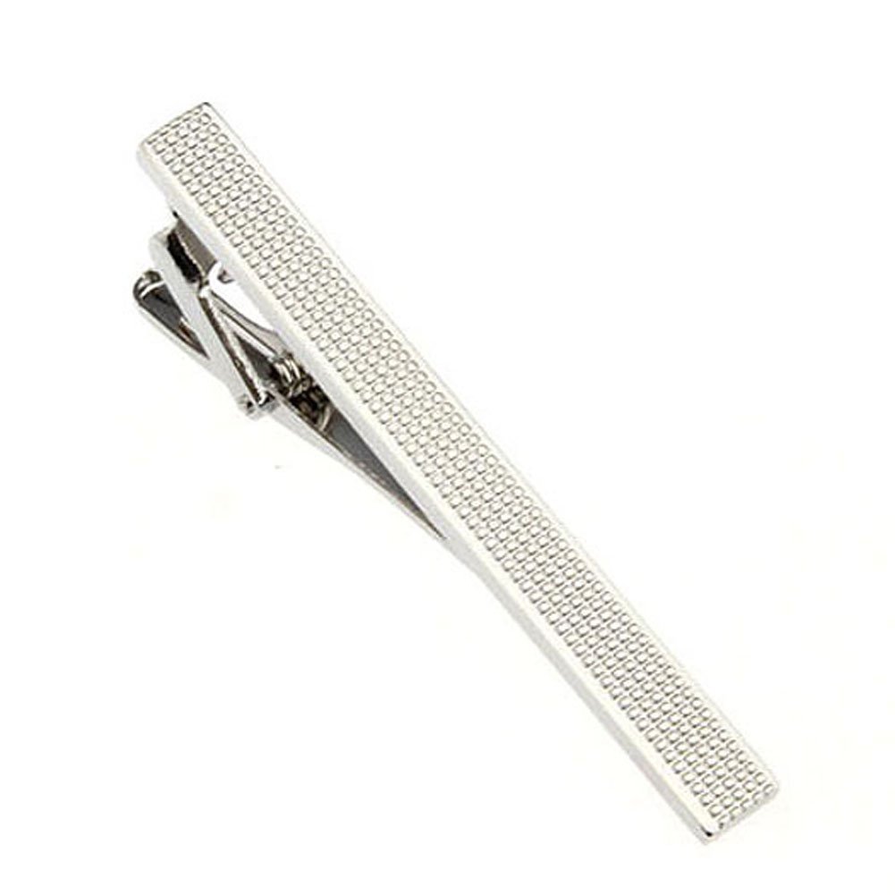Classic Houston Silver Etched Repeating Dot Pattern Tie Clip Tie Bar Silver Tone Very Cool Comes with Gift Box Image 1