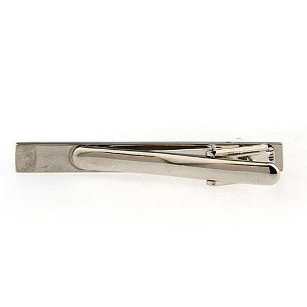 Classic Houston Silver Etched Repeating Dot Pattern Tie Clip Tie Bar Silver Tone Very Cool Comes with Gift Box Image 3