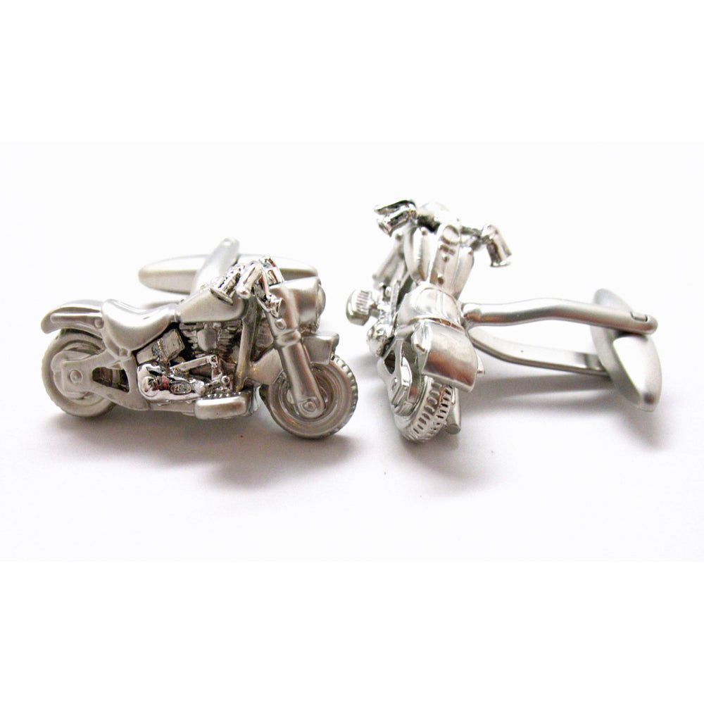 Highly Detailed Mens Motorcycle Cufflinks Road Bike Motorcycle Both Silver Tone and Silver Matt Finish 3D Silver Tone Image 2