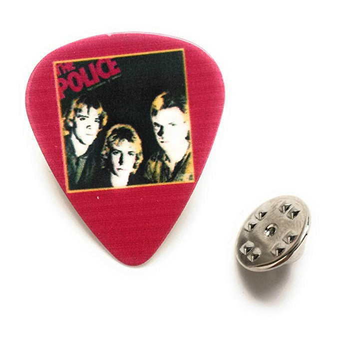 The Police Guitar Pick Lapel Pin Classic Band The Police Pink Tie Tac Pin Sting Image 1