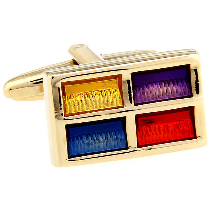 Colorful Gold Yellow Blue Red Purple Cufflinks Cuff Links Image 1