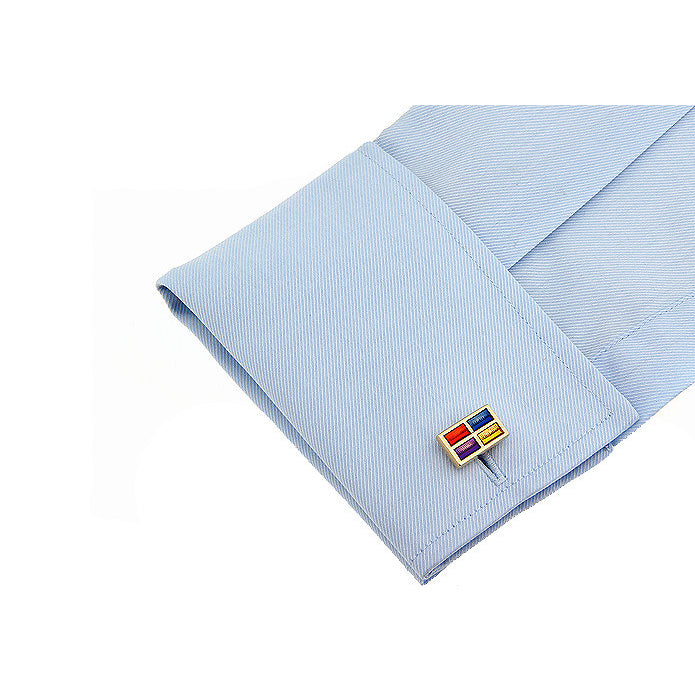 Colorful Gold Yellow Blue Red Purple Cufflinks Cuff Links Image 3