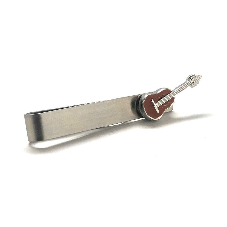 Guitar Tie Clip Tie Bar Silver Tone Very Cool Comes with Gift Box Image 1