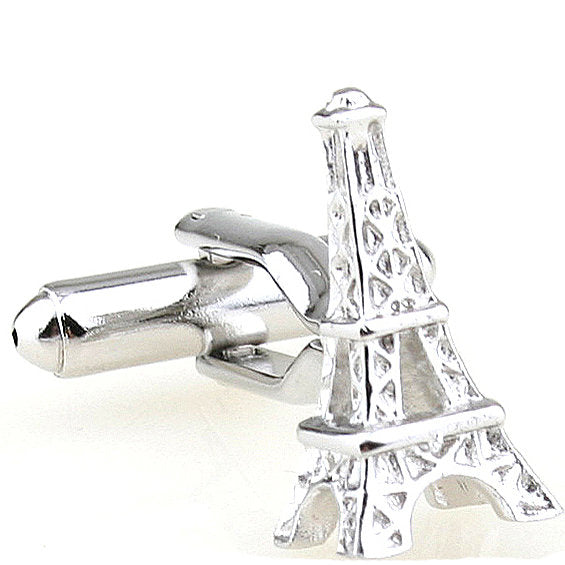 Paris France Silver Eiffel Tower International Cufflinks Cuff Link GIft for Travels Image 1