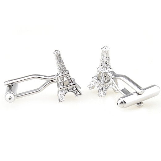 Paris France Silver Eiffel Tower International Cufflinks Cuff Link GIft for Travels Image 2