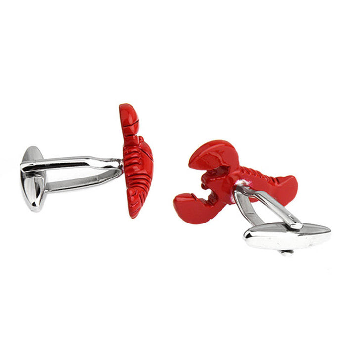 Lobster Cufflinks Fun Red Enamel Fish Sea Ocean Fishing Maine Cuff links Fun Cool Unique Comes with Gift Box white Image 3
