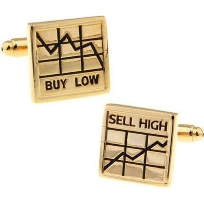 Buy Low Sell High Gold Cufflinks Stock Broker Banker Stock Sheet High Low Financial Cuff Links Image 1