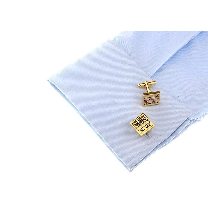 Buy Low Sell High Gold Cufflinks Stock Broker Banker Stock Sheet High Low Financial Cuff Links Image 2