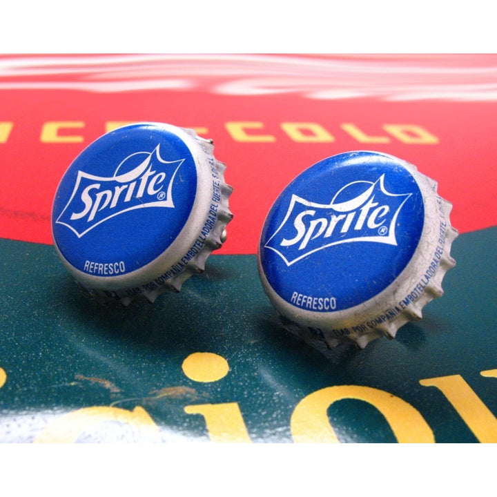 Sprite Cufflinks Bottle Cap Soda Drink Blue Silver Color Coke Cuff Links Comes with gift Box Image 2