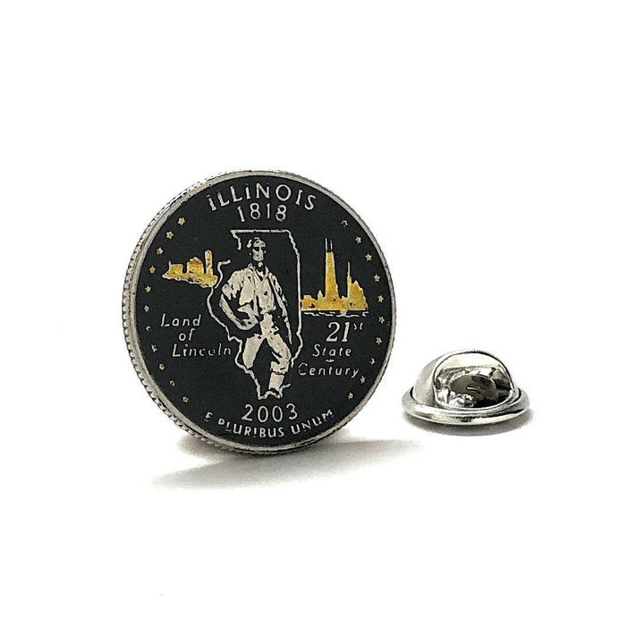 Enamel Pin Hand Painted Illinois State Quarter Enamel Coin Lapel Pin Tie Abraham Lincoln Tack Travel Souvenir Coins Image 1