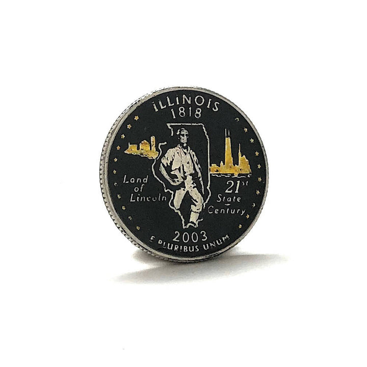 Enamel Pin Hand Painted Illinois State Quarter Enamel Coin Lapel Pin Tie Abraham Lincoln Tack Travel Souvenir Coins Image 2