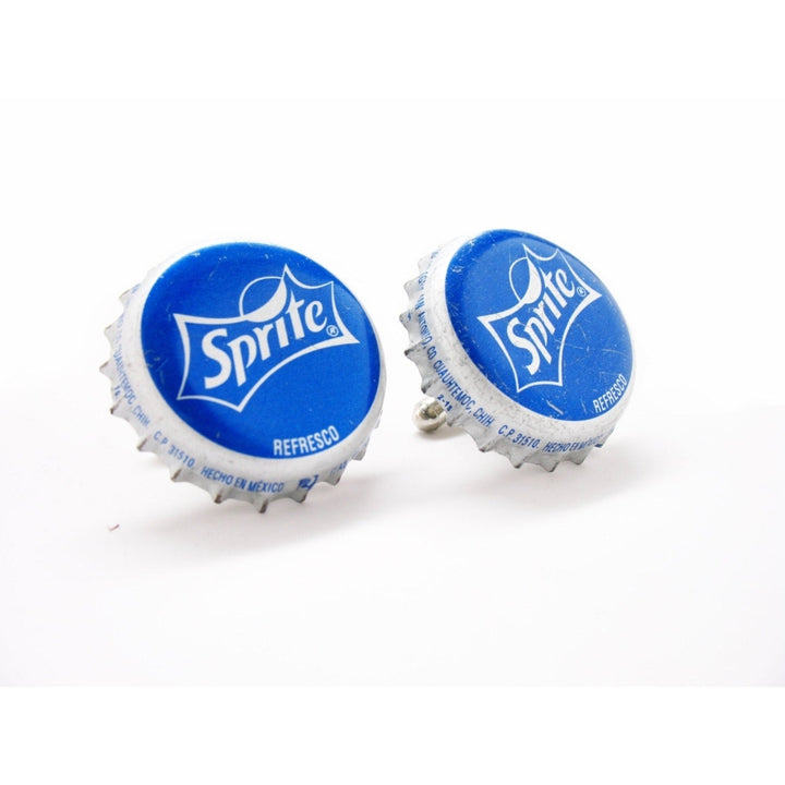 Sprite Cufflinks Bottle Cap Soda Drink Blue Silver Color Coke Cuff Links Comes with gift Box Image 3
