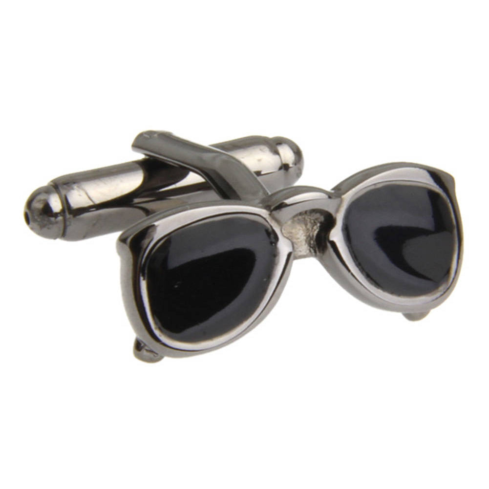 Cool Ray Glasses Cufflinks Sunglasses Gunmetal with Black Enamel Lenses Great Detail Fun Cuff Links Comes with Gift Box Image 3
