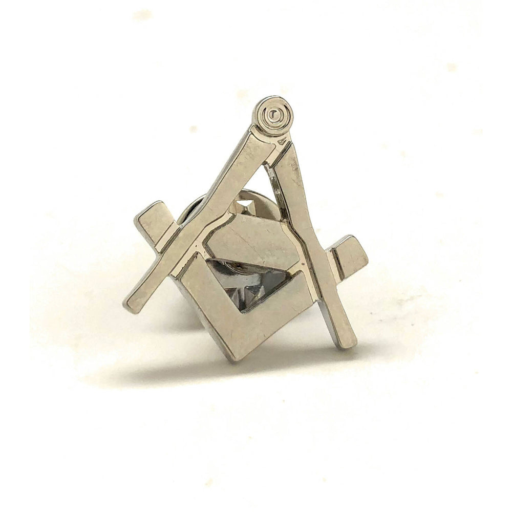 Enamel Pin Masonic Symbol Lapel Pin Freemason Collector Silver Tone Cut Out Compass and Square Tie Tack Comes with Gift Image 2
