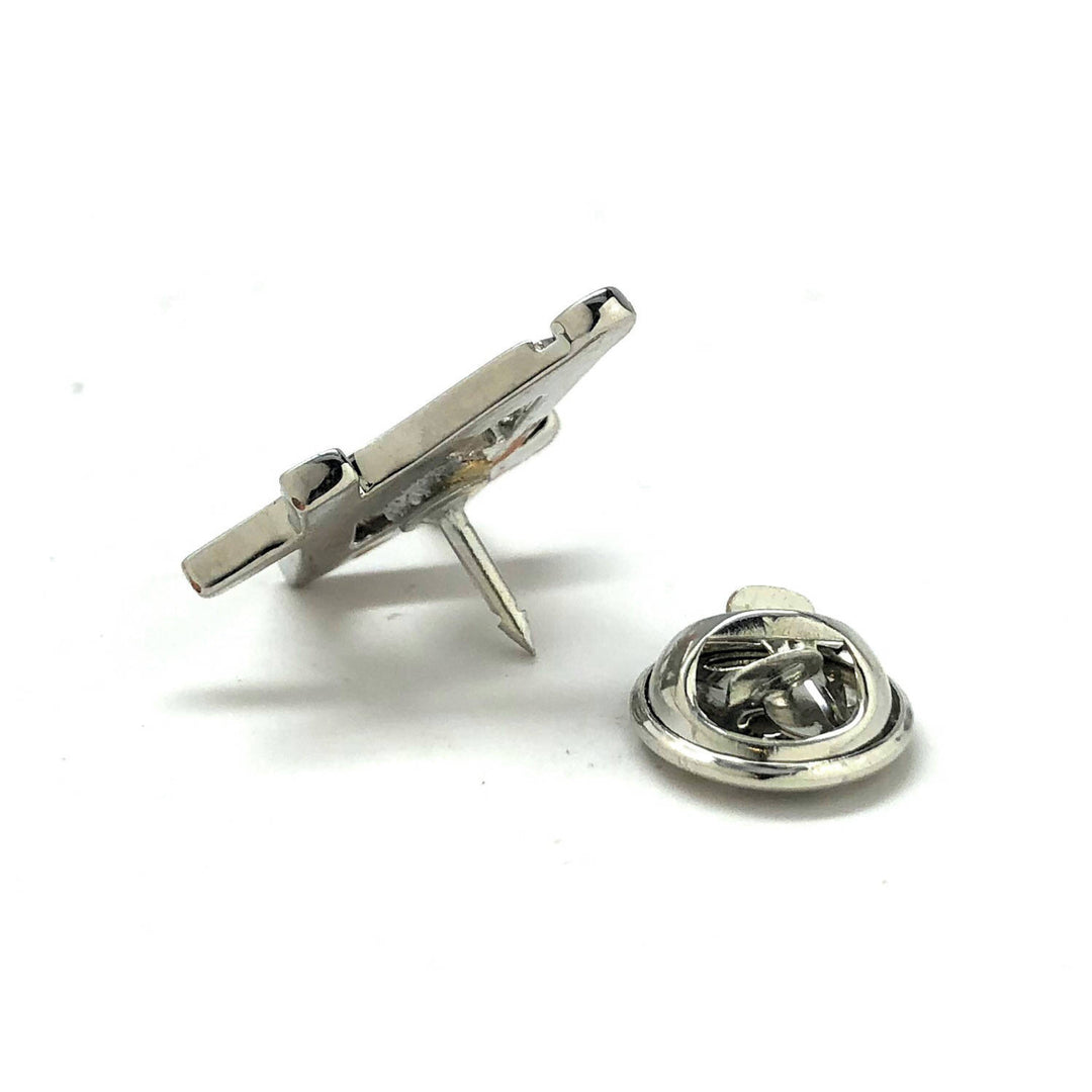 Enamel Pin Masonic Symbol Lapel Pin Freemason Collector Silver Tone Cut Out Compass and Square Tie Tack Comes with Gift Image 4