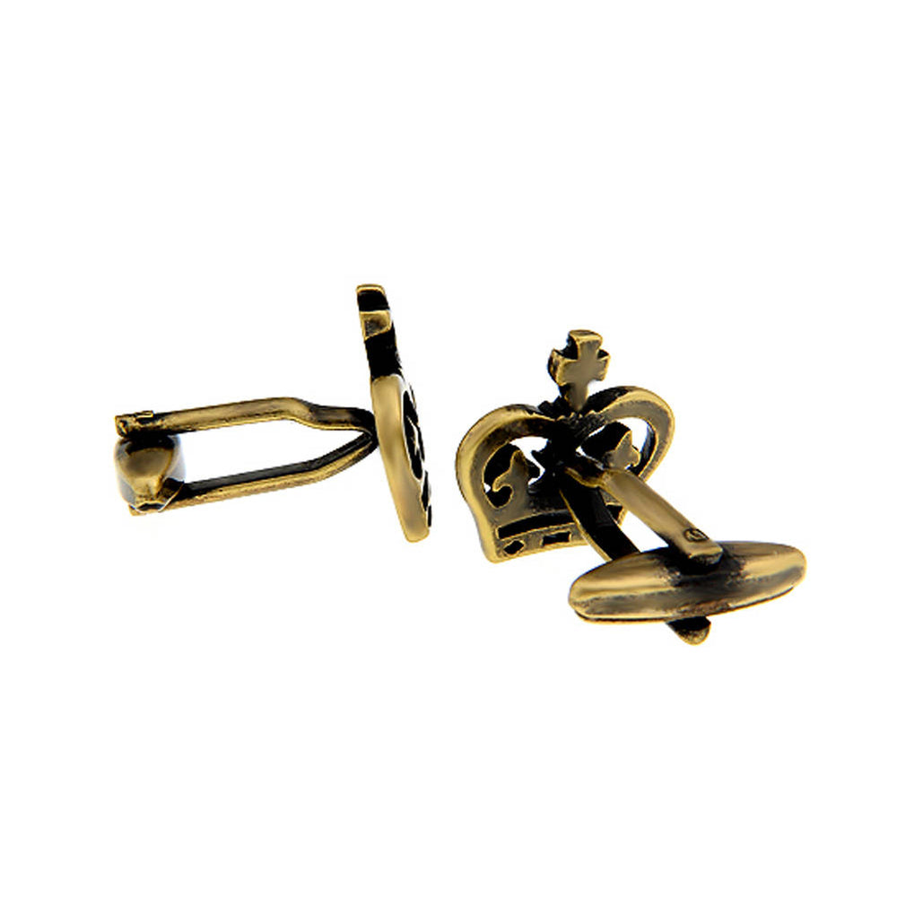 Crown Cufflinks Royal Cross Simple Antique Gold Tone Cuff Links Image 2