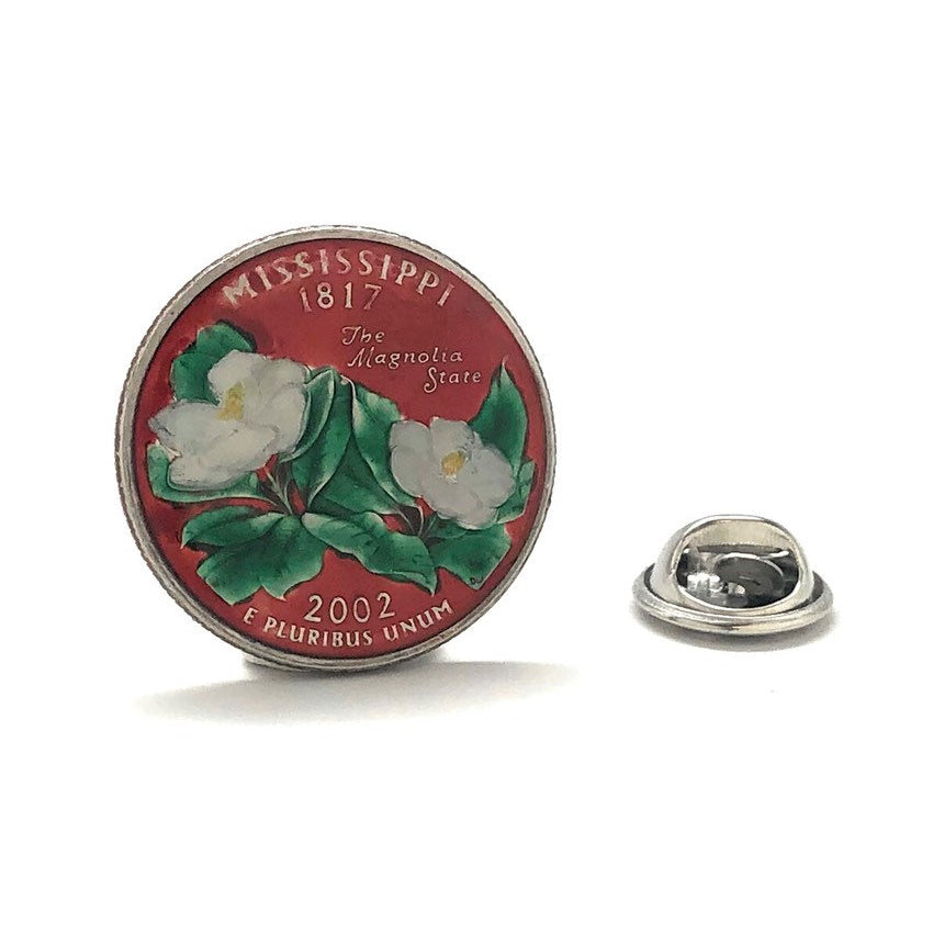 Enamel Pin Hand Painted Mississippi State Quarter Enamel Coin Lapel Pin Tie Tack Travel Souvenir Coins Red Edition Cool Image 1