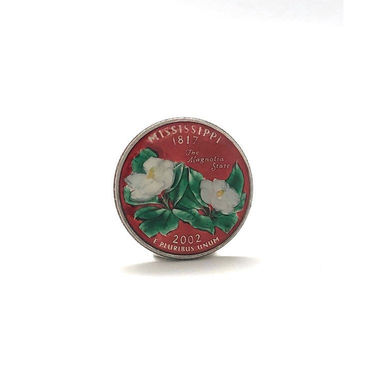 Enamel Pin Hand Painted Mississippi State Quarter Enamel Coin Lapel Pin Tie Tack Travel Souvenir Coins Red Edition Cool Image 2