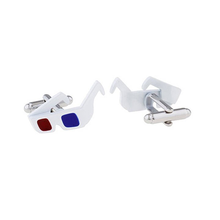 Anaglyph 3D Glasses Cufflinks Movie Theater Reto Cinema Cool Shades Red Blue Cut Out Cuff Links Comes with Gift Box Image 2