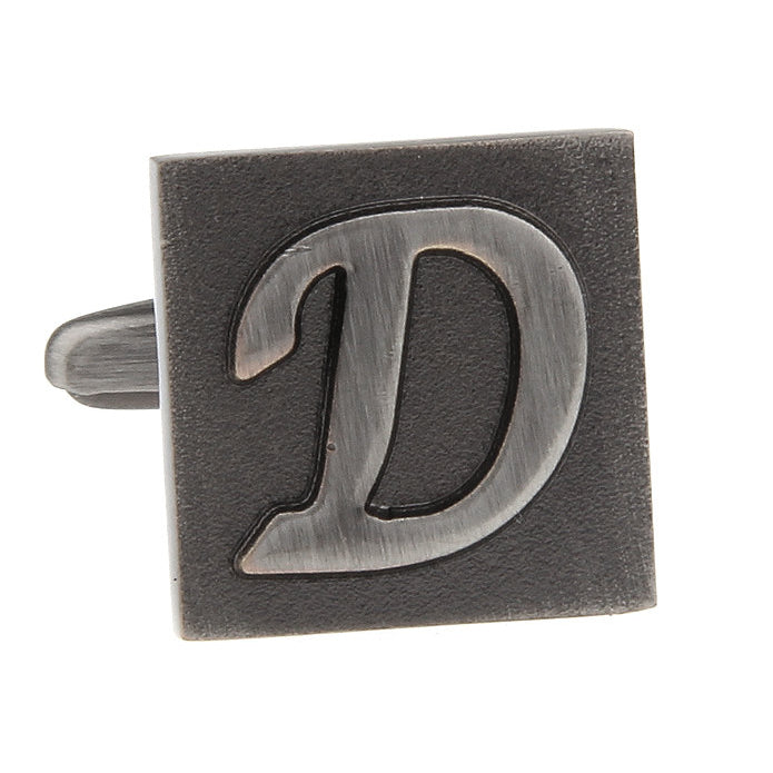 D Initial Cufflinks Gunmetal Square 3-D Letter Vintage English Letters Wedding Cuff Links Groom Father of Bride Image 4