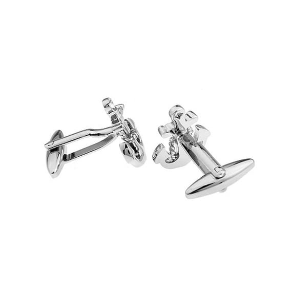 Anchor Cufflinks Silver Tone Shiny Cut Out Sailor Ship Crew Cuff Links Image 2