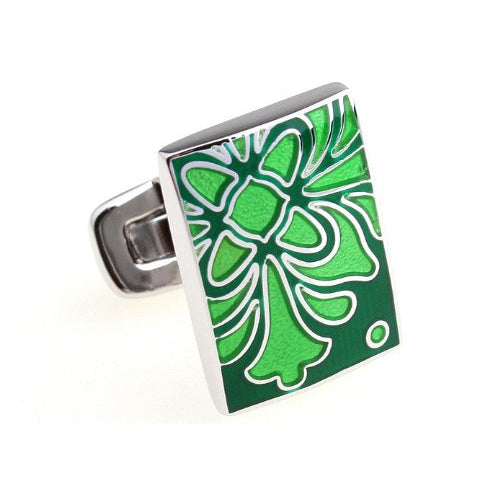 Irish Cufflinks Green Ireland Western Coast Enamel Fleur Solid Post Whale Tail Backing Cuff Links Comes with Gift Box Image 1