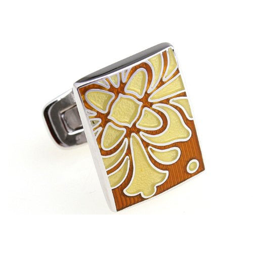 Scottsdale Bloom Enamel Fleur Solid Post Whale Tail Backing Cufflinks Cuff Links Comes with Gift Box Image 1